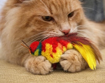 Giocattolo colorato per gatti a forma di uccellino – Henry Colibrì Nettarinia Giocattolo da inseguire e con cui giocare