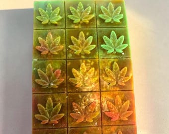 Barras de cera aromática Break Away / Barras de cera aromática Snap Bar / Cera de soja artesanal / Cubos con aroma intenso / Idea de regalo / Cera aromática con aroma a hoja de cannabis