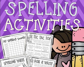 Spelling Homework Activities (Task Cards, Choice Boards, Tic Tac Toe)