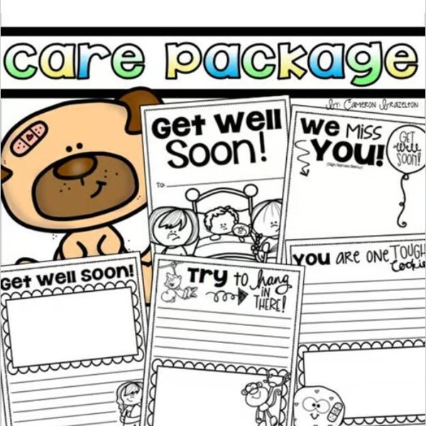 Get Well Soon Cards Book Care Package Writing Activities for Sick or Injured Students in a Classroom