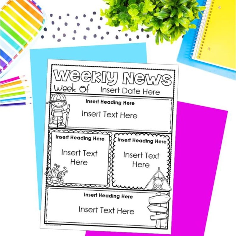Weekly Heading Weekly Newsletter Template Editable Camping Camp Out Theme INSTANT ...