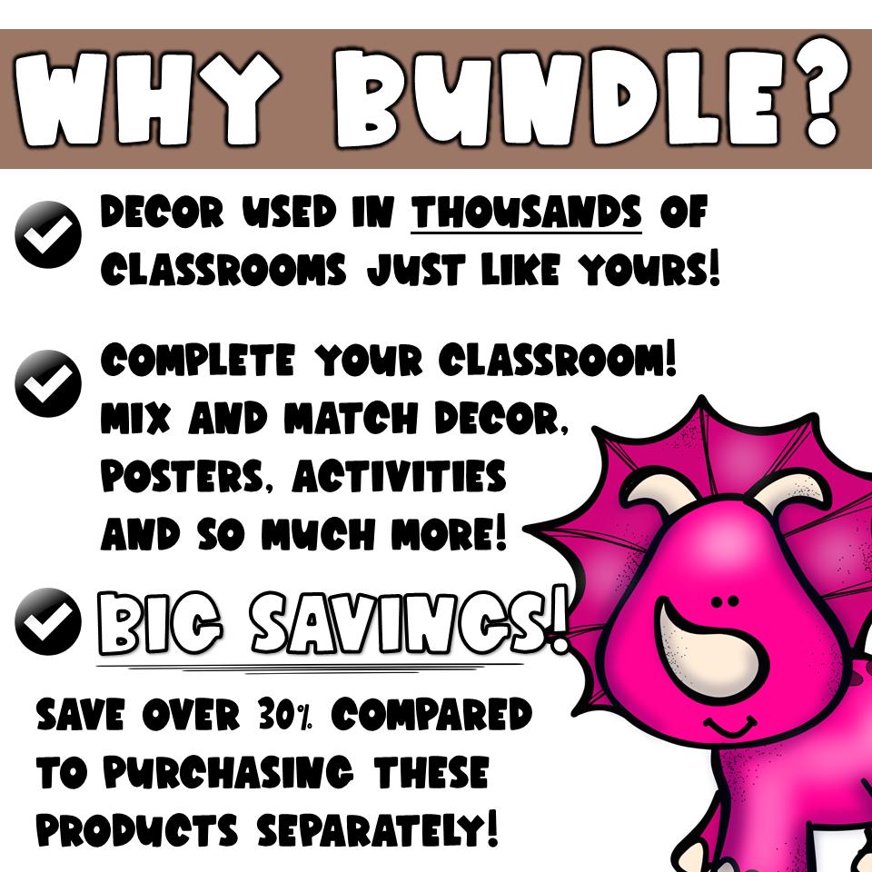 Dinosaur Classroom Management Decor Bundle (posters, Rules, Newsletters ...