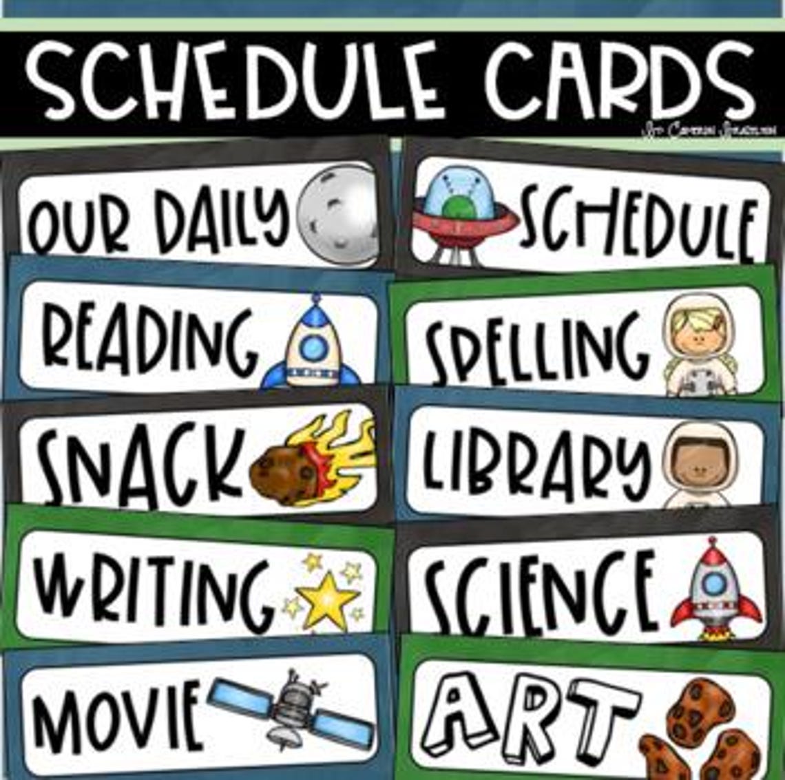 Daily Visual Schedule Cards for Classroom Agenda Outer Space Theme ...