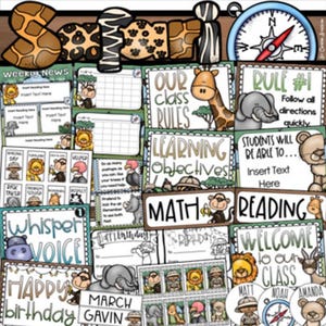 Jungle Safari Class Management Decor Bundle (Rules, Voice Levels, Newsletter) INSTANT DOWNLOAD