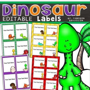 Dinosaur Theme Classroom Labels Decorations Editable INSTANT DOWNLOAD