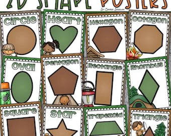 2D Shapes Poster Signs Camping Camp Out Theme INSTANT DOWNLOAD