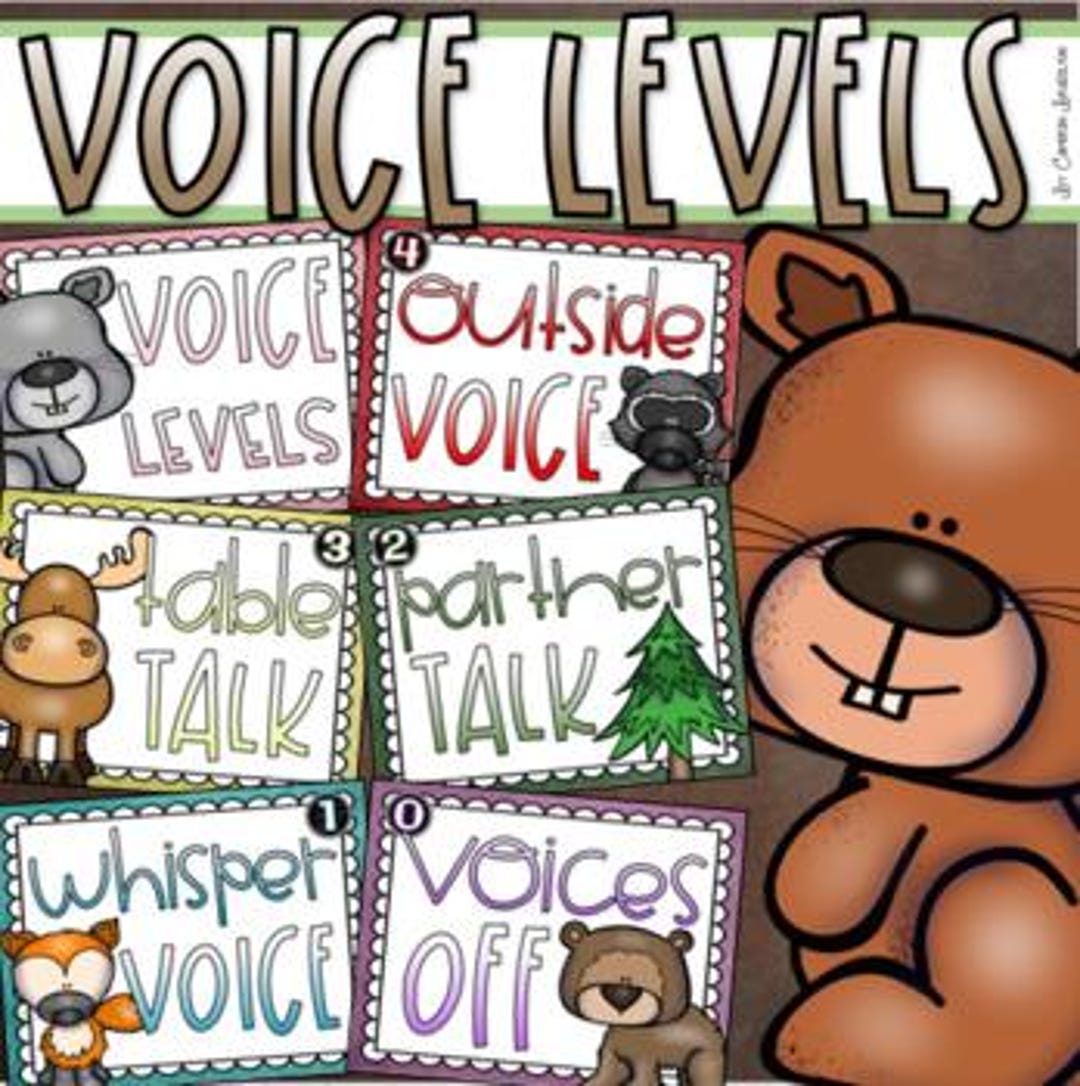 Voice Level Chart Posters Classroom Management Woodland Animals Theme ...