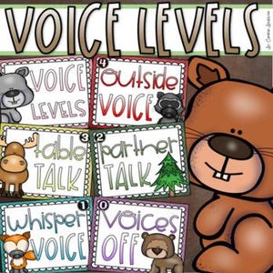 Voice Level Chart Posters Classroom Management Woodland Animals Theme INSTANT DOWNLOAD