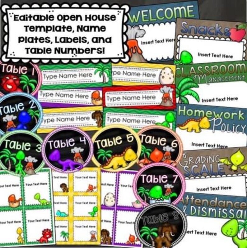 Dinosaur Theme Class Decor Bundle (behavior Chart, Name Plates, Labels ...
