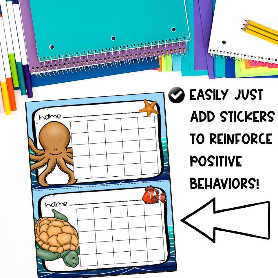 Positive Behavior Sticker Chart Reward Incentives Ocean Under the Sea ...
