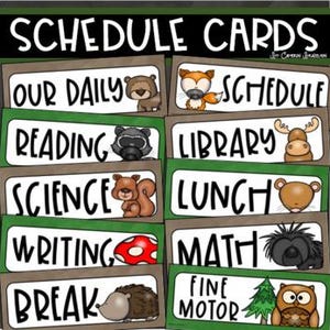 Daily Classroom Schedule Agenda Cards Woodland Animals Forest Theme Editable INSTANT DOWNLOAD