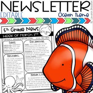 Weekly Classroom Newsletter Template Ocean Under the Sea Theme EDITABLE ...