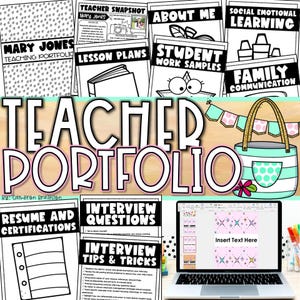 Teaching Portfolio Templates | Editable Binder Covers & Dividers for Interviews POWERPOINT DIGITAL DOWNLOAD