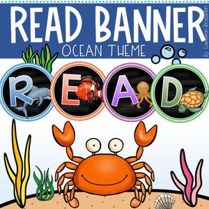 Reading Banner Classroom Decoration Bulletin Board Ocean Underwater Theme INSTANT DOWNLOAD