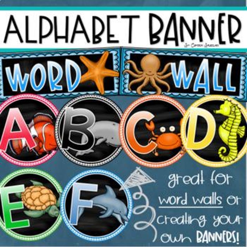 Word Wall Headers Alphabet Banner Posters Signs Ocean Under the Sea ...