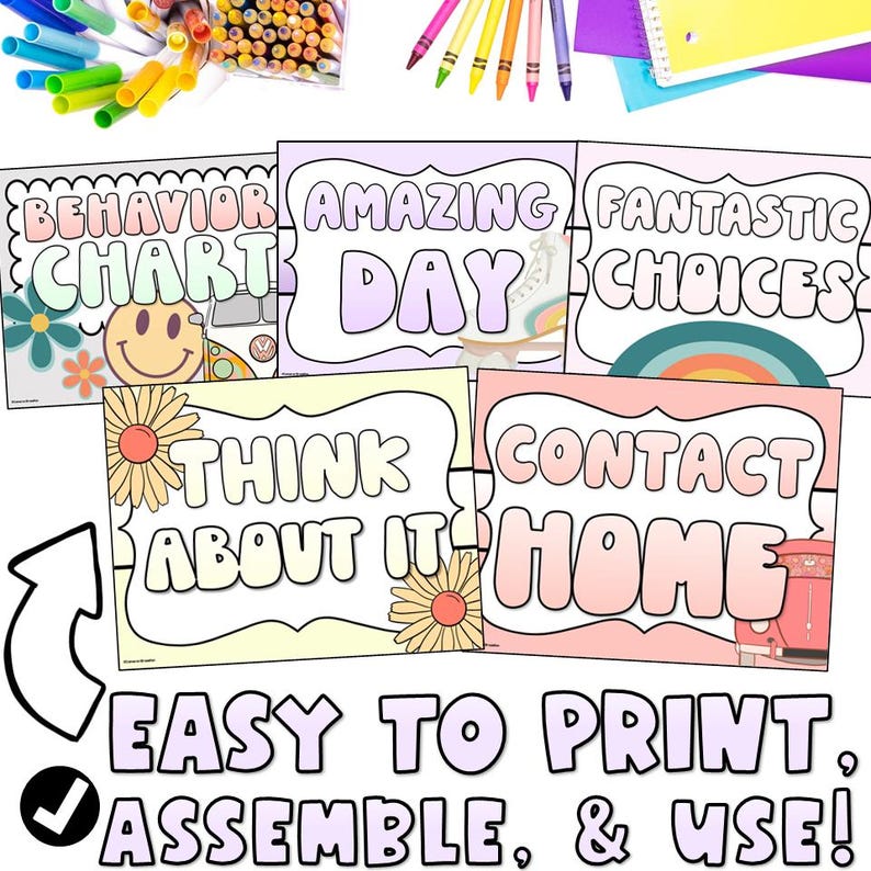 Behavior Clip Chart Groovy Retro Vibes for Classroom Management INSTANT ...