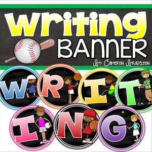 Writing Banner Classroom Decoration Bulletin Board Sports Theme INSTANT DOWNLOAD