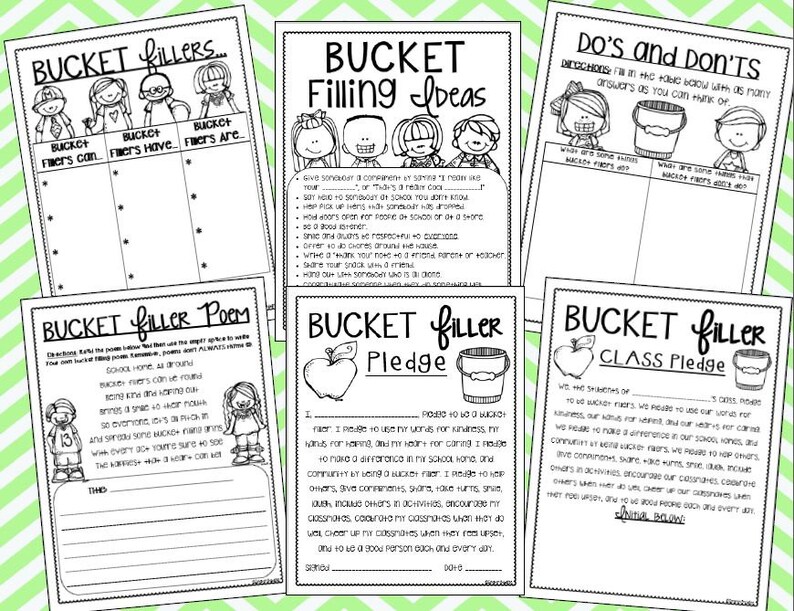 Bucket Filling Slips, Forms, Activities, Posters, Poems and More Etsy