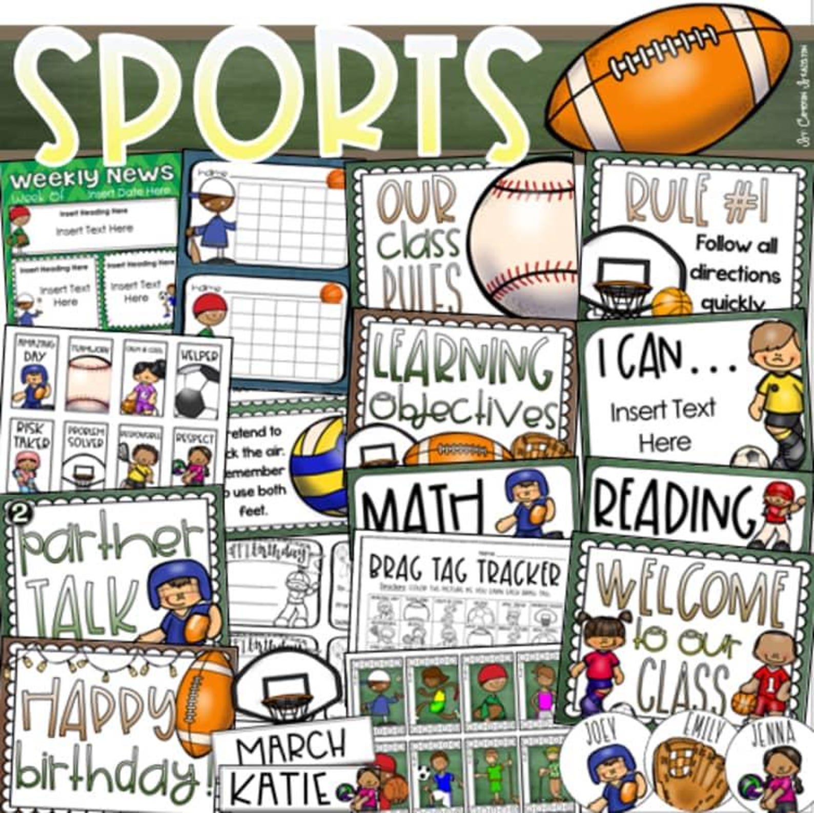 Sports Teamwork Theme Classroom Decorations and Management Mega Bundle ...