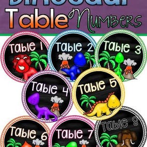 Table Numbers Signs Dinosaur Theme INSTANT DOWNLOAD