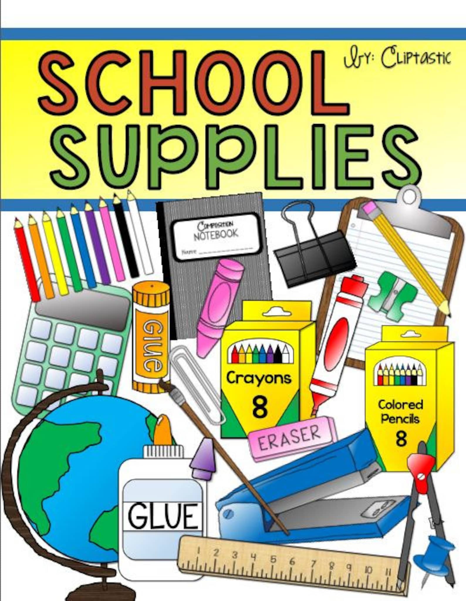Back to School Supplies Clipart Etsy