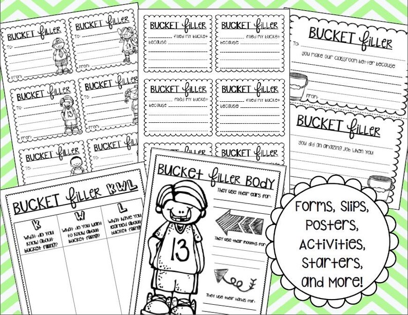 Bucket Filling Slips, Forms, Activities, Posters, Poems and More Etsy