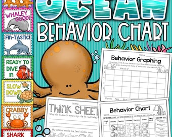 Behavior Clip Chart Ocean Underwater Theme for Classroom Management INSTANT DOWNLOAD