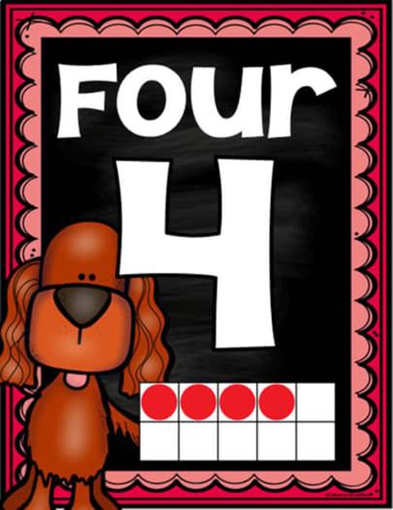 Number Posters Signs 0-20 Ten Frames Dog Theme INSTANT DOWNLOAD - Etsy