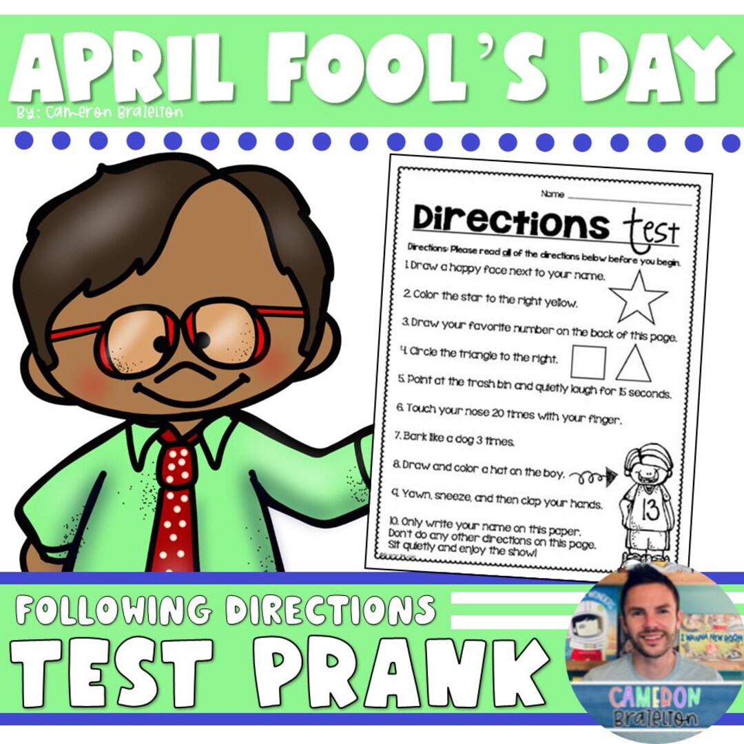 April Fool's Day Prank Test: Following Directions Activity (instant ...