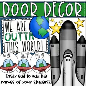 Back to School Door Decorations Bulletin Board Outer Space Theme EDITABLE INSTANT DOWNLOAD