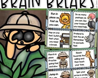 Brain Breaks Movement Cards Jungle Safari Theme INSTANT DOWNLOAD