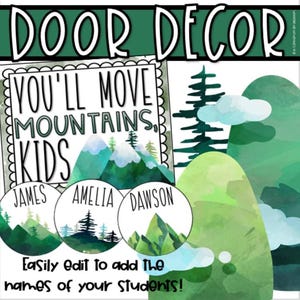 Back to School Door Decorations Bulletin Board Display Mountains Theme EDITABLE INSTANT DOWNLOAD