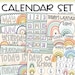 Calendar Set Classroom Decor Back to School Boho Modern Muted Rainbow ...