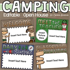 Back to School Open House Meet the Teacher Camping Camp Out Theme Editable INSTANT DOWNLOAD