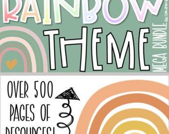 Boho Modern Muted Rainbow Theme Classroom Decorations and Management Mega Bundle INSTANT DOWNLOAD