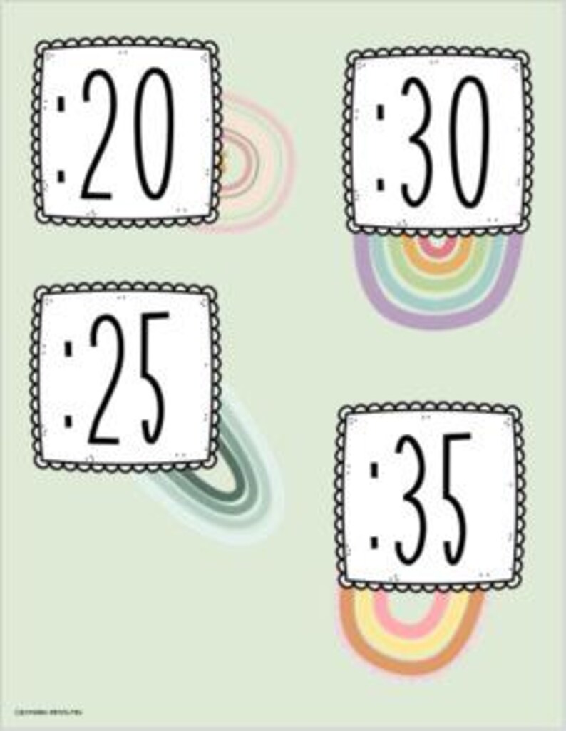 Clock Labels Telling Time Boho Muted Modern Rainbow Theme INSTANT ...