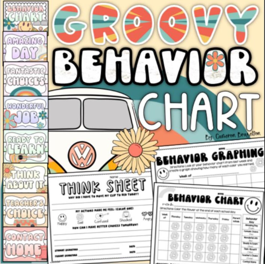 Behavior Clip Chart Groovy Retro Vibes for Classroom Management INSTANT ...