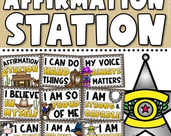 Western Cowboy Theme Affirmation Station | Posters for Confidence-Building, Motivation & Encouragement for the Classroom INSTANT DOWNLOAD