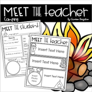Meet the Teacher Editable Handout Back to School All About Me Camping Theme INSTANT DOWNLOAD