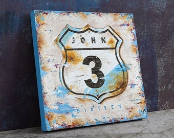 Masculine Wall Art by Stan Beacham • Premium Canvas Wall Art • Bible Verse Christian Gifts • Christian Painting for Police Gifts
