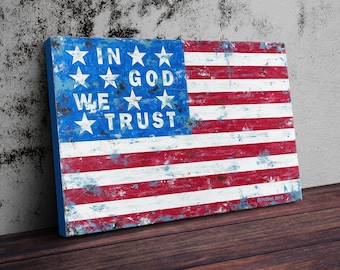 American Flag Christian Artwork by Stan Beacham • Premium Canvas Wall Art • Patriotic Decor Gift for Him • Modern Christian Art