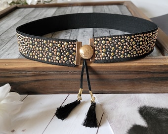 Studded Sparkle brown, black, bronze, Hat Band, Western Cowboy Fedora Accessory