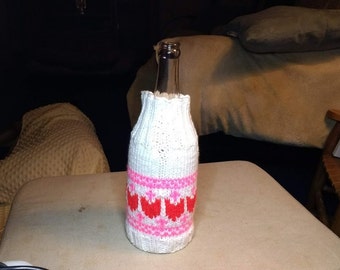 Heart Wine Bottle Cozy w/Free Domestic Shipping