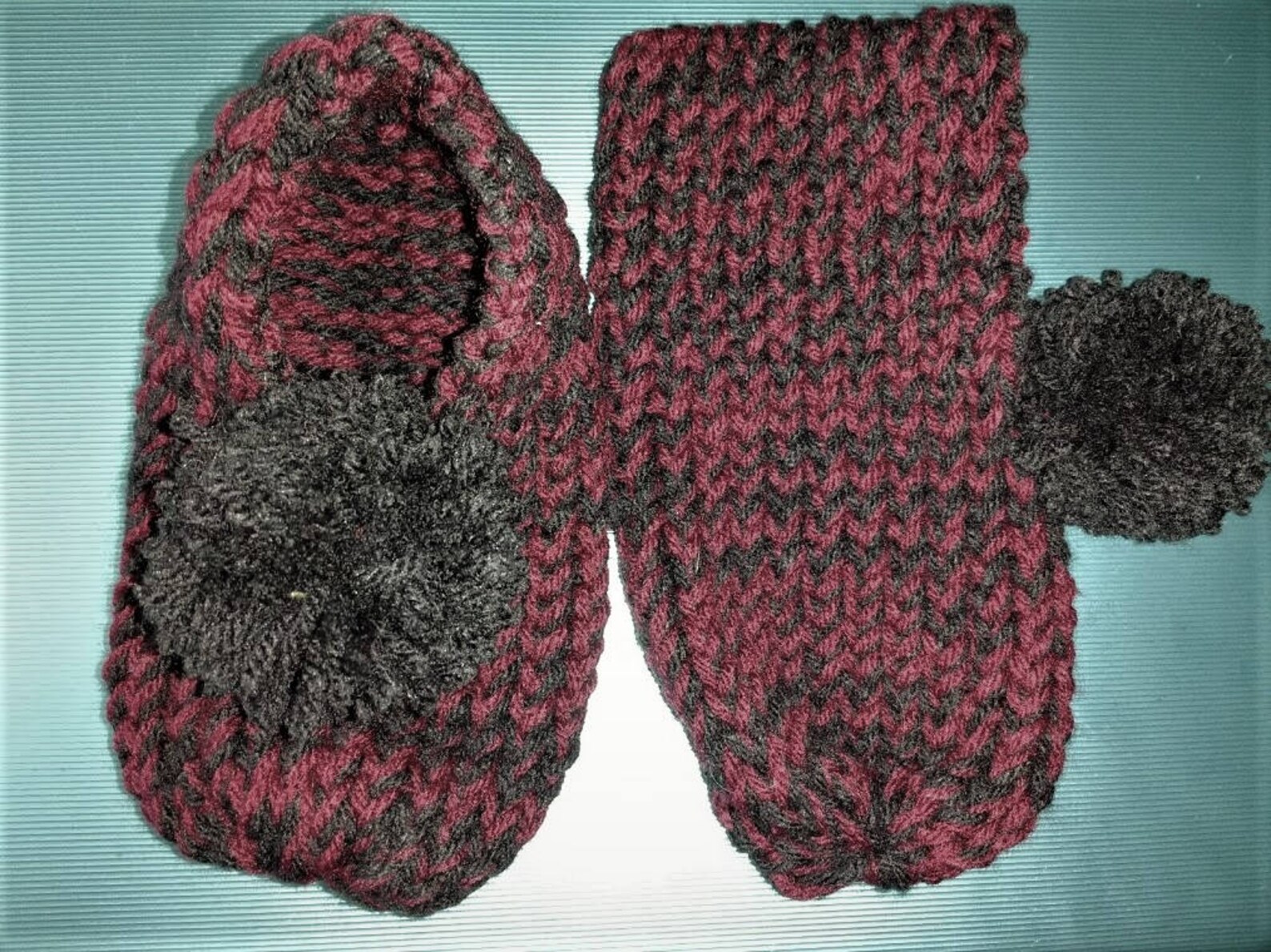 Children's Loom Knit Slippers With Pompom & FREE DOMESTIC SHIPPING Etsy