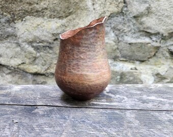 hand made copper vase. Blacksmith metalsmith handmade flower vase