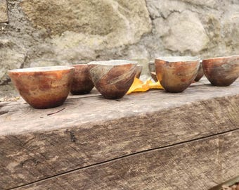 Copper Whiskey cups. hand raised tin lined copper.