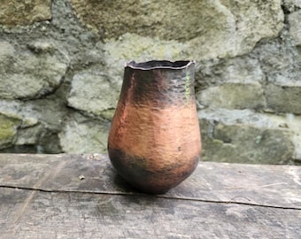 hand made copper vase. Blacksmith metalsmith handmade flower vase