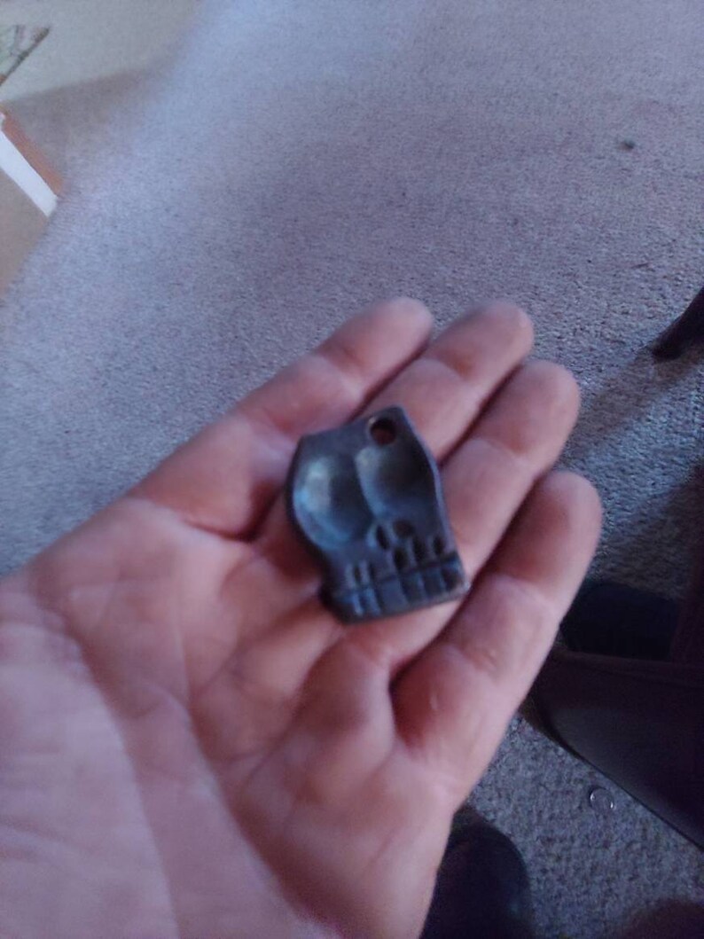 Handforged steel skull keychain fob Blacksmith hand made