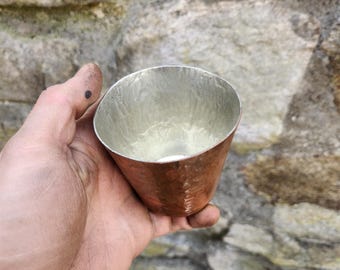 Tin Lined Copper Cup. blacksmitb hand made drinkware