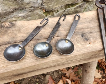 Hand forged coffee scoop. Blacksmith band forged coffee spoon serving utensil